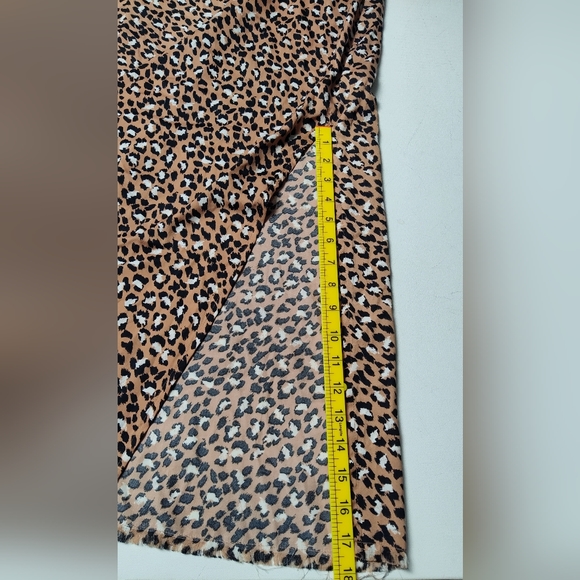 Aerie Dress Leopard Print Maxi Dress Size Small Double Slit, Fringe Hem‎ - Picture 7 of 10